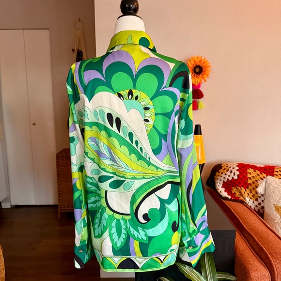 Retro Psychedelic Button-Up Blouse - Picture 3 of 9